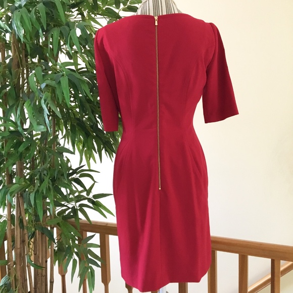 πHPπTahari Red Sheath Dress Size 4P - Picture 2 of 10